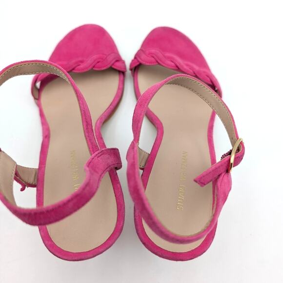 Stuart Weitzman Dancer Twistie 100 Suede Sandal Women's Pink Size US7 EU37.5 - Picture 10 of 10